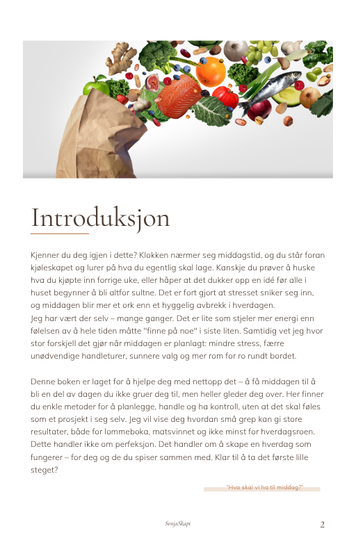 E-bok om "Ta kontroll over middagen - og hverdagen!"
