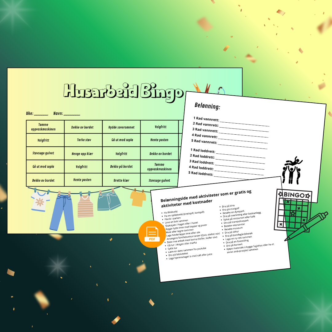 Husarbeid bingo for barn
