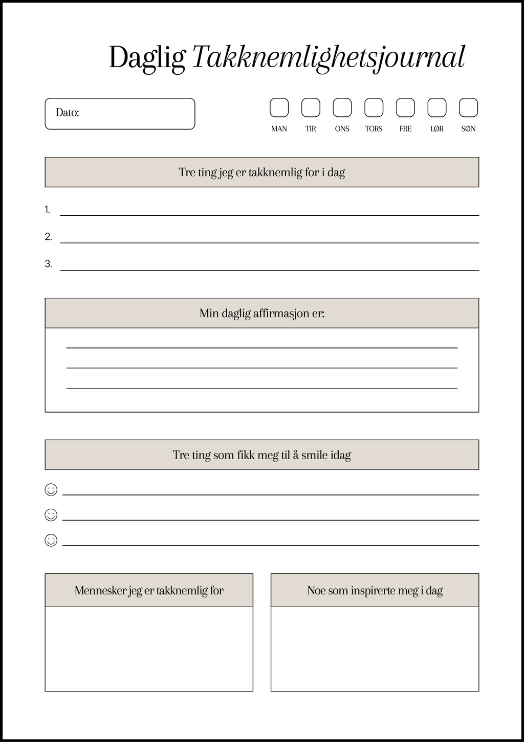 Takknemlighetsjournal