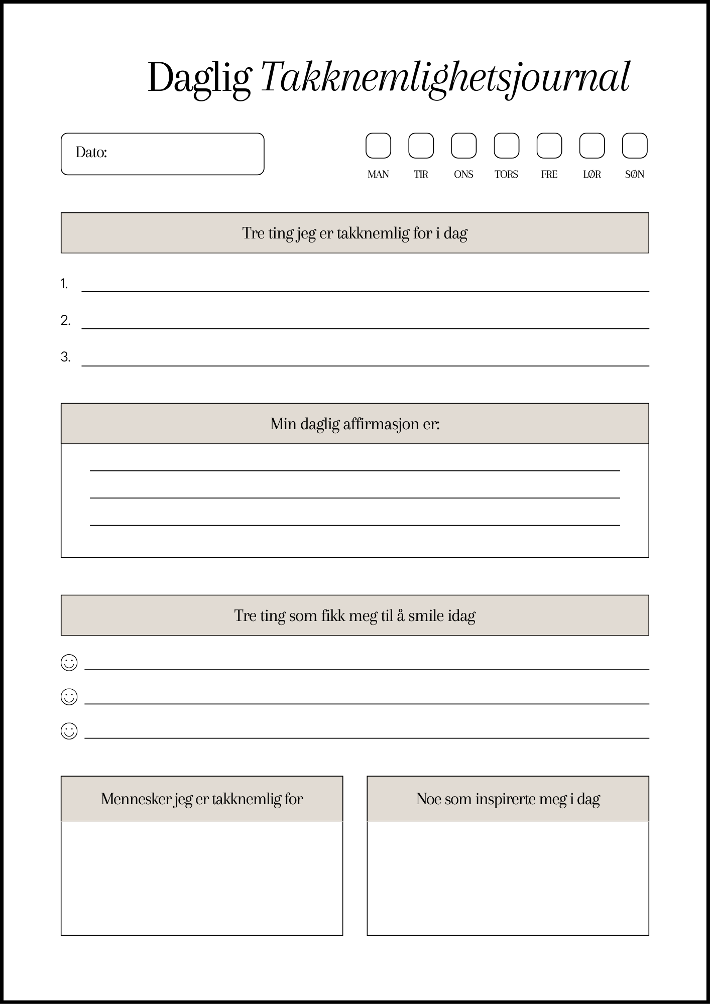 Takknemlighetsjournal
